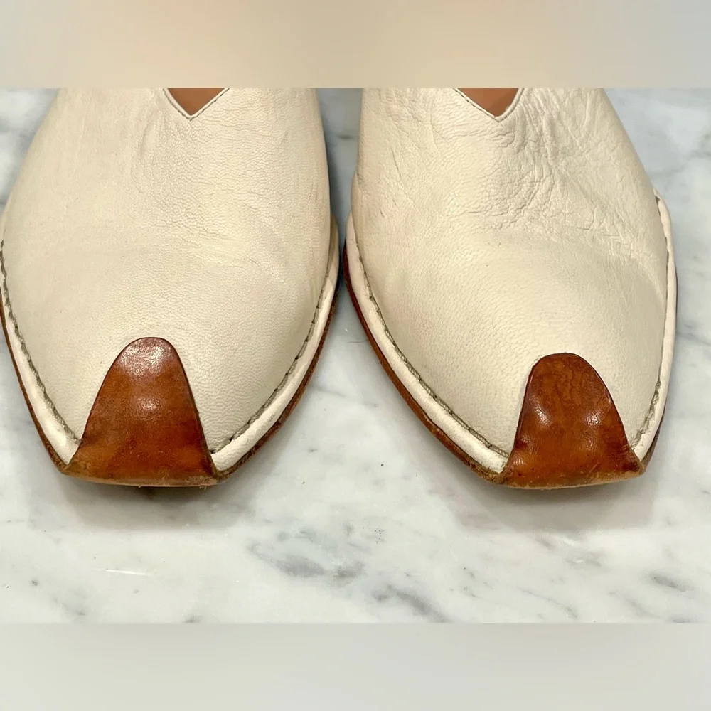 Rachel Comey Leather Mules, 2” block heel, cream&brown, 9.5, EUC - Picture 4 of 11
